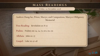 Daily Mass Readings – Friday, 24 November 2028
