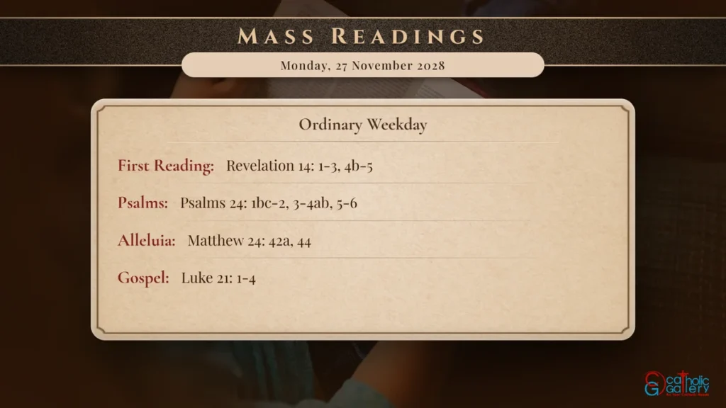 Daily Mass Readings Scripture Card – Monday, 27 November 2028