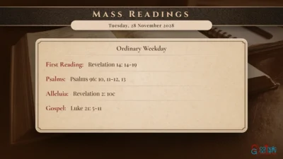 Daily Mass Readings – Tuesday, 28 November 2028