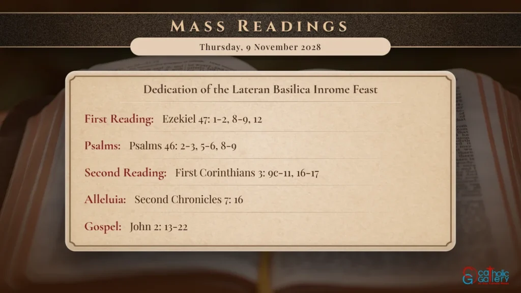 Daily Mass Readings Scripture Card – Thursday, 9 November 2028