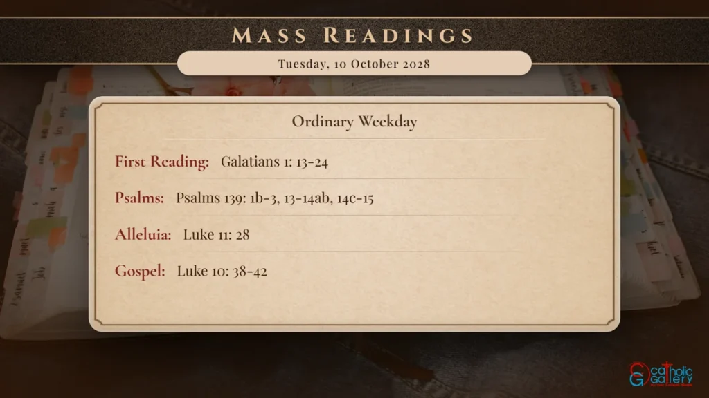 Daily Mass Readings Scripture Card – Tuesday, 10 October 2028