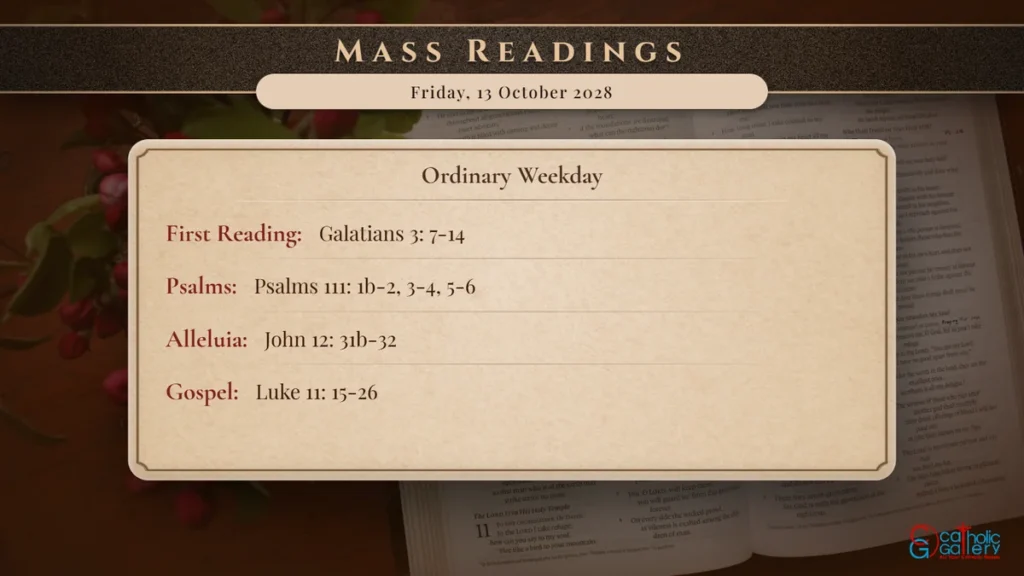 Daily Mass Readings Scripture Card – Friday, 13 October 2028