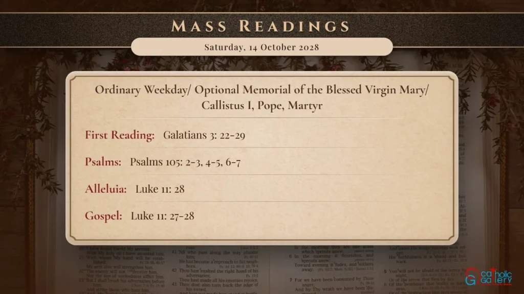 Daily Mass Readings Scripture Card – Saturday, 14 October 2028