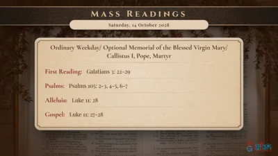 Daily Mass Readings – Saturday, 14 October 2028