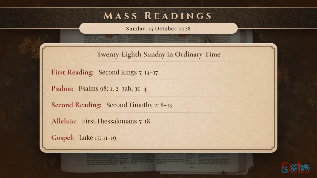 Daily Mass Readings Scripture Card – Sunday, 15 October 2028