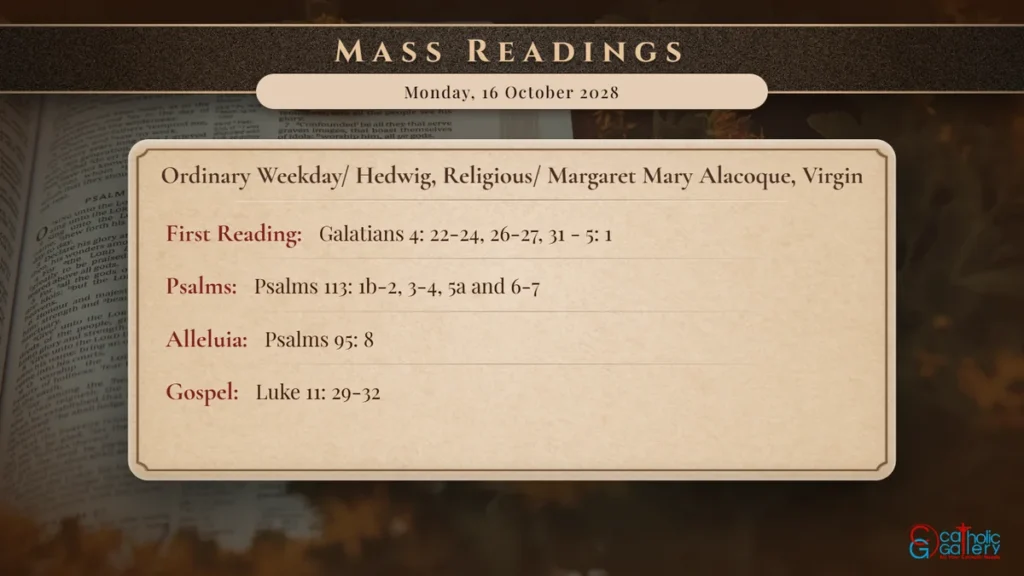 Daily Mass Readings Scripture Card – Monday, 16 October 2028