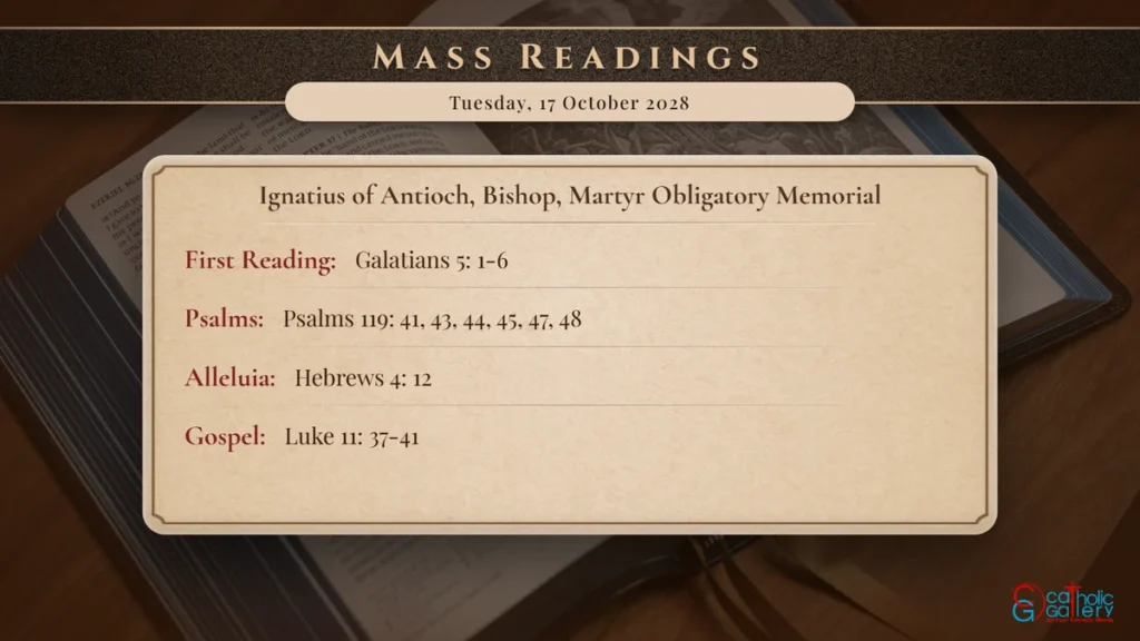 Daily Mass Readings Scripture Card – Tuesday, 17 October 2028