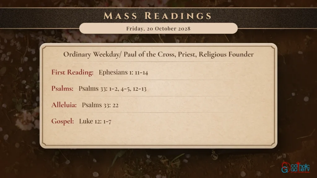 Daily Mass Readings Scripture Card – Friday, 20 October 2028