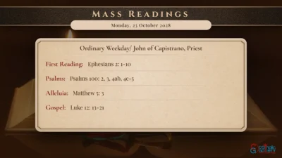 Daily Mass Readings – Monday, 23 October 2028