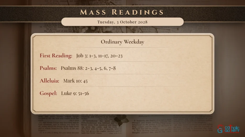 Daily Mass Readings Scripture Card – Tuesday, 3 October 2028