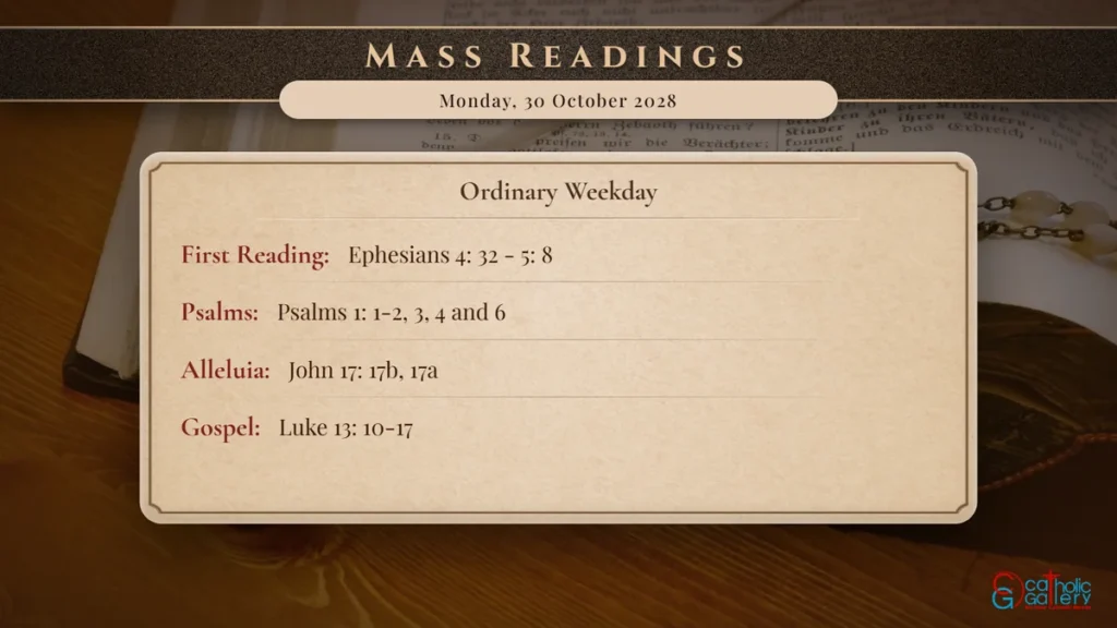 Daily Mass Readings Scripture Card – Monday, 30 October 2028