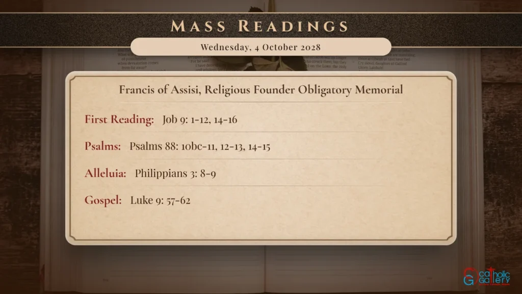 Daily Mass Readings Scripture Card – Wednesday, 4 October 2028
