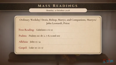 Daily Mass Readings – Monday, 9 October 2028