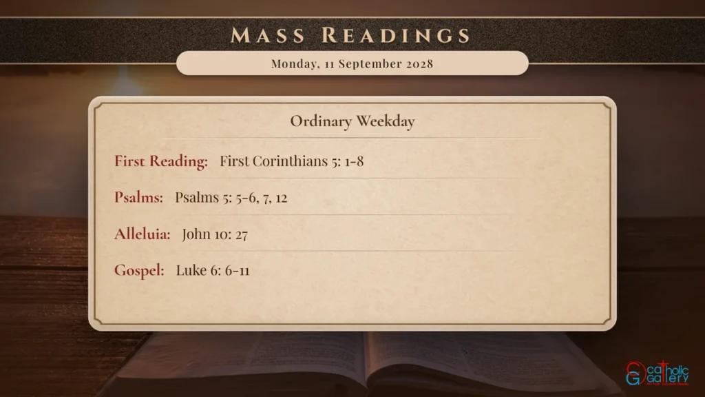 Daily Mass Readings Scripture Card – Monday, 11 September 2028