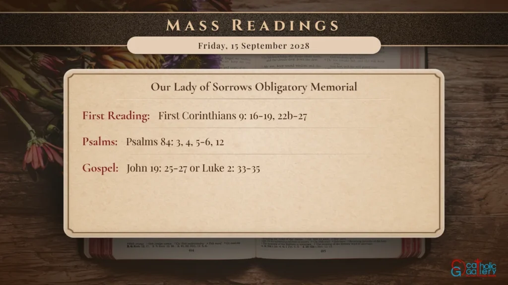 Daily Mass Readings Scripture Card – Friday, 15 September 2028