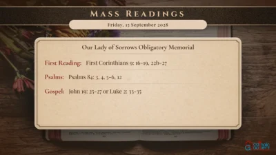 Daily Mass Readings – Friday, 15 September 2028
