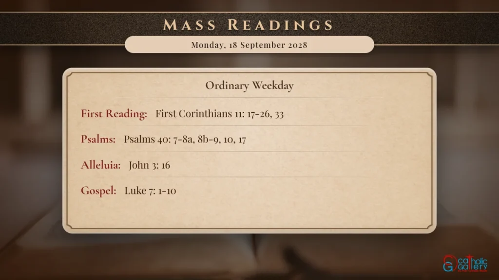 Daily Mass Readings Scripture Card – Monday, 18 September 2028