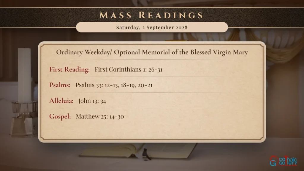 Daily Mass Readings Scripture Card – Saturday, 2 September 2028