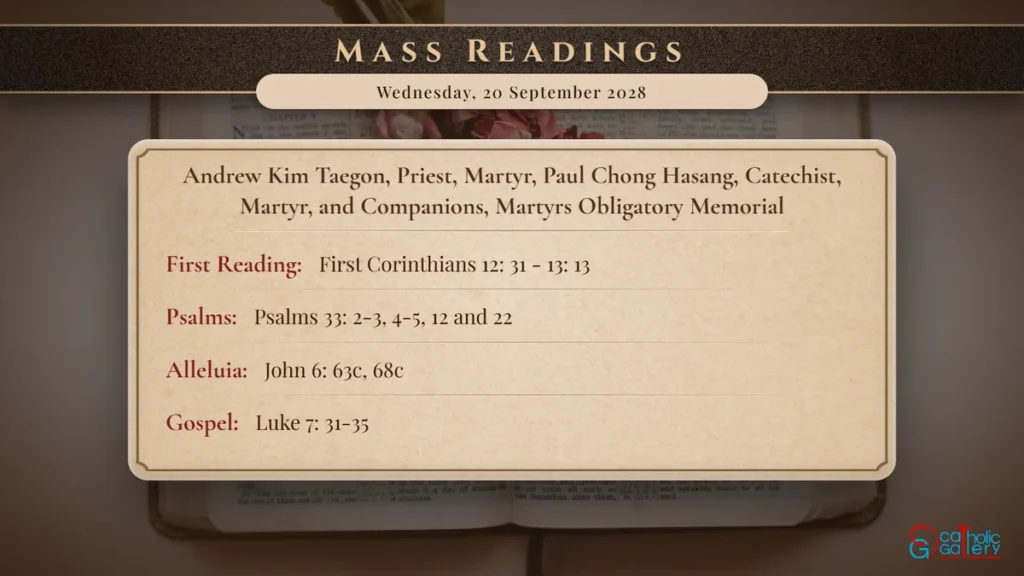 Daily Mass Readings Scripture Card – Wednesday, 20 September 2028