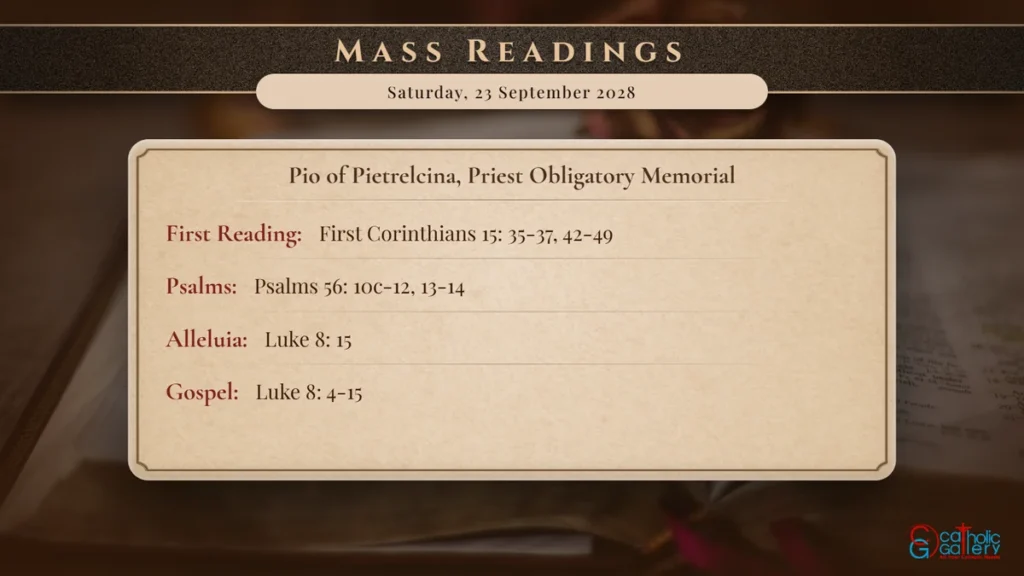 Daily Mass Readings Scripture Card – Saturday, 23 September 2028