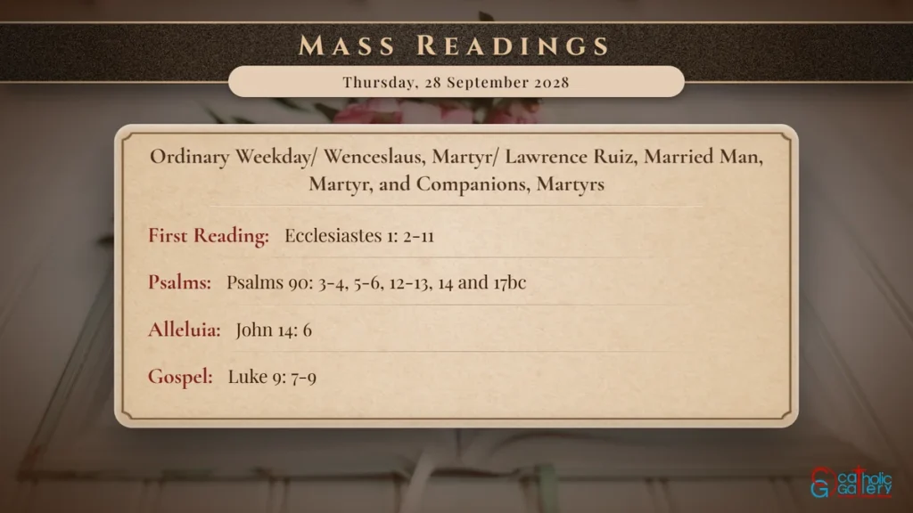 Daily Mass Readings Scripture Card – Thursday, 28 September 2028