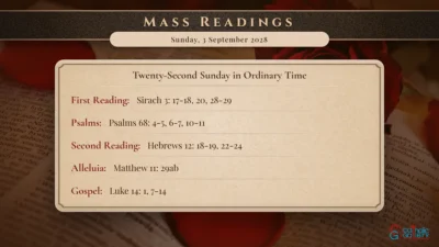 Daily Mass Readings – Sunday, 3 September 2028