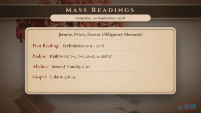 Daily Mass Readings – Saturday, 30 September 2028