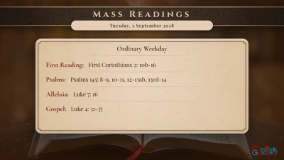 Daily Mass Readings – Tuesday, 5 September 2028