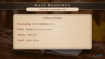 Daily Mass Readings – Wednesday, 6 September 2028