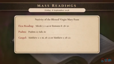 Daily Mass Readings – Friday, 8 September 2028