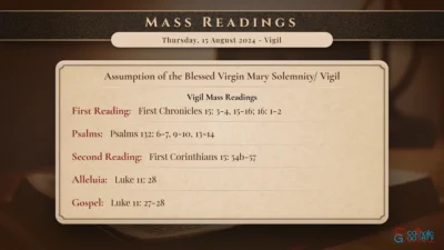 Daily Mass Readings – Thursday, 15 August 2024 – Vigil