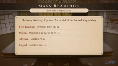 Daily Mass Readings – Saturday, 3 August 2024