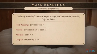 Daily Mass Readings – Wednesday, 7 August 2024