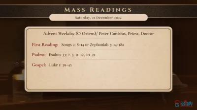 Daily Mass Readings – Saturday, 21 December 2024