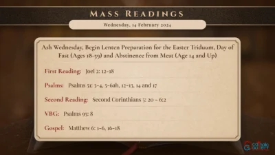 Daily Mass Readings – Wednesday, 14 February 2024