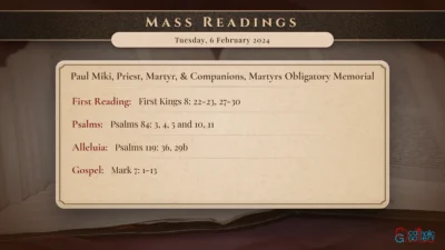 Daily Mass Readings – Tuesday, 6 February 2024