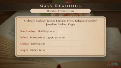 Daily Mass Readings – Thursday, 8 February 2024