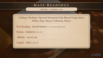 Daily Mass Readings – Saturday, 20 January 2024