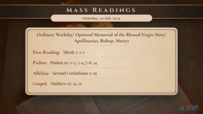 Daily Mass Readings – Saturday, 20 July 2024