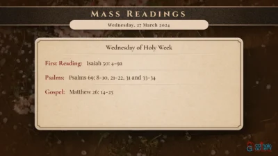 Daily Mass Readings – Wednesday, 27 March 2024