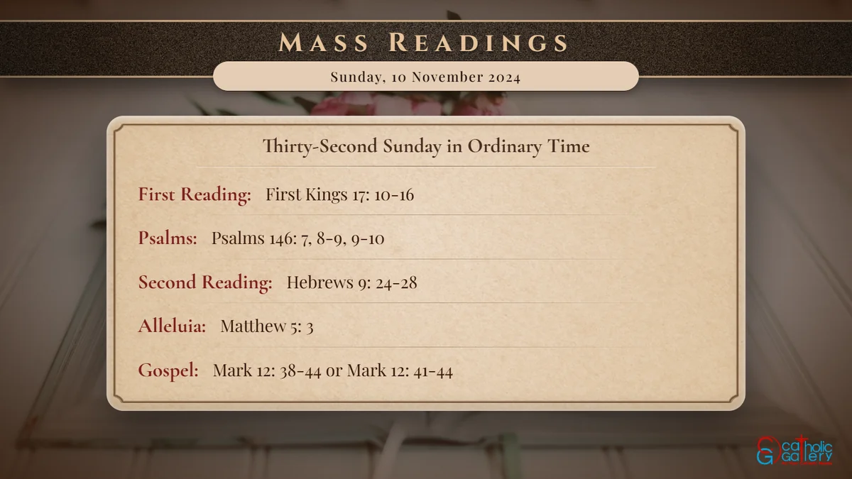 Daily Mass Readings – Sunday, 10 November 2024 - Catholic Gallery