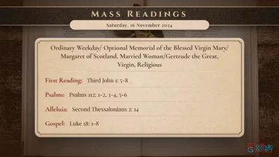 Daily Mass Readings – Saturday, 16 November 2024