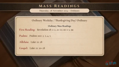Daily Mass Readings – Thursday, 28 November 2024 – Ordinary