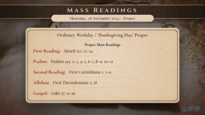 Daily Mass Readings – Thursday, 28 November 2024 – Proper