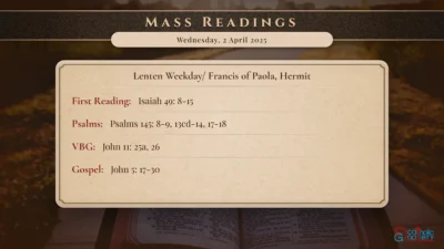 Daily Mass Readings – Wednesday, 2 April 2025