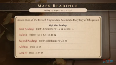 Daily Mass Readings – Friday, 15 August 2025 – Vigil