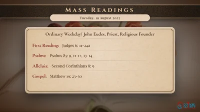 Daily Mass Readings – Tuesday, 19 August 2025