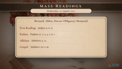 Daily Mass Readings – Wednesday, 20 August 2025