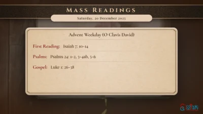 Daily Mass Readings – Saturday, 20 December 2025