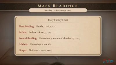 Daily Mass Readings – Sunday, 28 December 2025